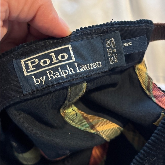 Ralph Lauren Navy Corduroy Cap with Leather Strap - Picture 3 of 4